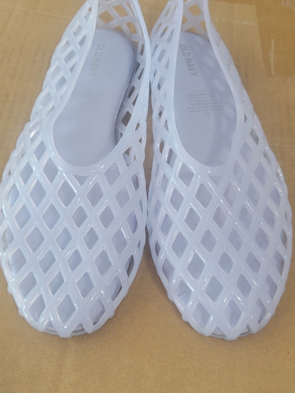 Old Navy White Lattice Jelly Slip-On Mules
